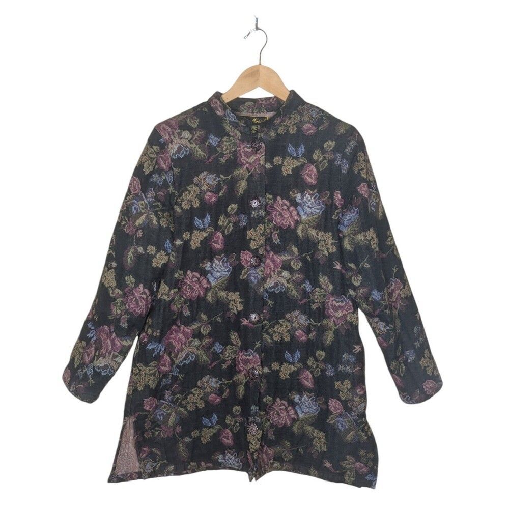 Marisol Women's Multicolor Floral Printed Large Button Up Jacket